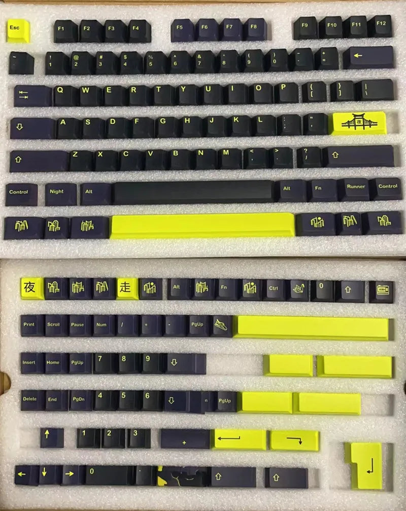 129 Keys GMK Night Runner Keycaps Cherry Profile PBT Dye Sublimation Mechanical Keyboard Keycap For MX Switch With 1.75U 2U Shif